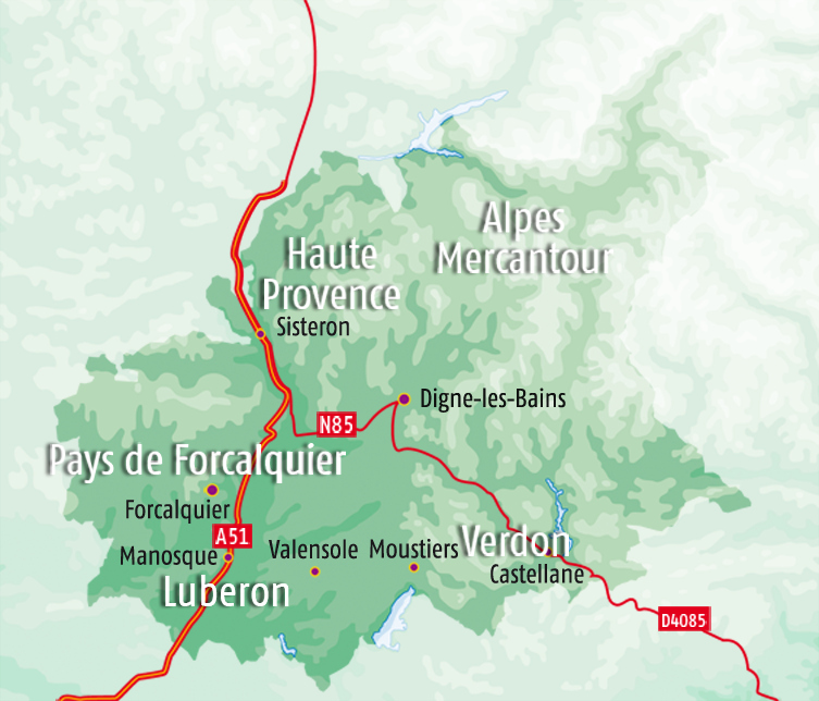 Carte des Alpes de Haute Provence