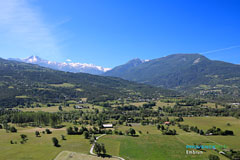 Embrun, plain and snowy mountains