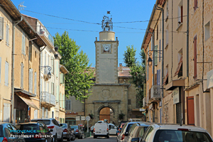 Peyrolles en Provence, street and Clock-tower
