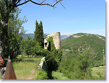 Montbrun les Bains, tower and view on the Mont Ventoux